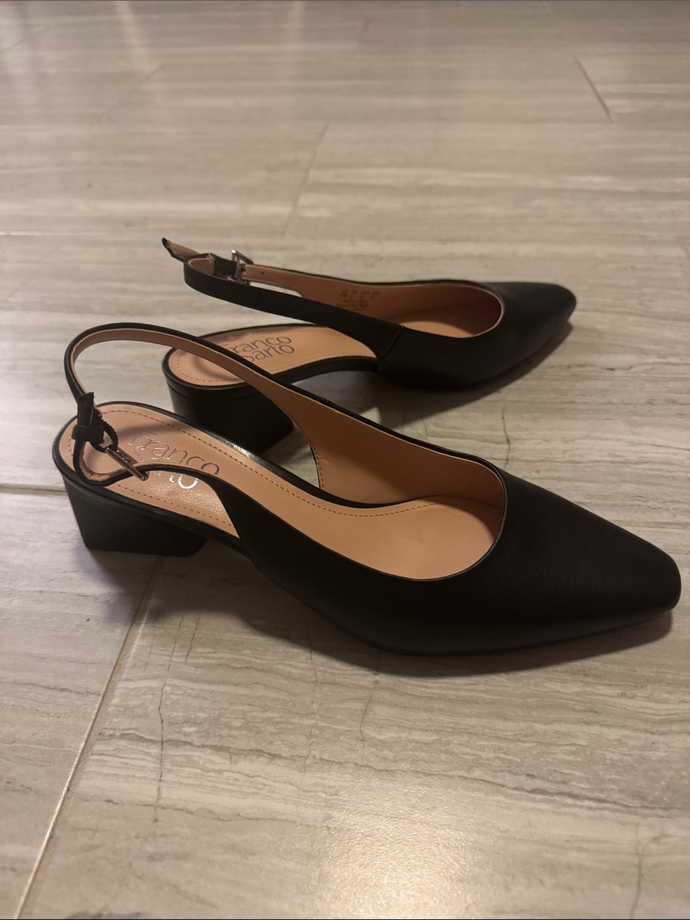 Black Franco Sarto Slingback Block Heel Pumps